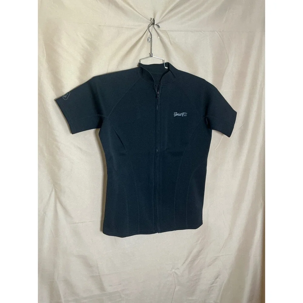 GoldFin Wetsuit Top Mens XXXL Black Excellent Short Sleeve Full Zip‎ Neoprene